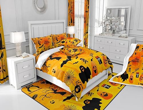 Miniatura 7 de Juego de edredón con temática de Halloween para niños, ropa de cama de 3 piezas para adolescentes, niños y niñas, divertido juego de edredón de
