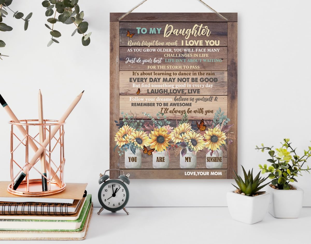BQL You Are My Sunshine Wall Art, Decorative Sign, 8X10 inches, MDF Wood, Rustic Style, Floral Theme, Perfect for Daughter Gifts, Home Decor, Thanksgiving, Christmas, Birthdays, Weddings 1