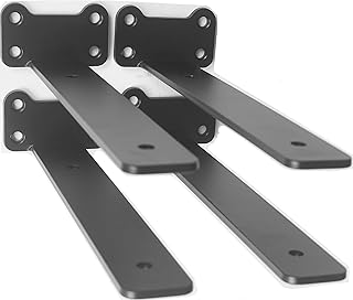 4 Pack - 11 inch Black Hidden Invisible L Shelves Brackets, Floating Hidden Shelf Brackets Heavy Duty Shelf Brackets Industrial L Shelf Bracket (1/5 Inch Thicked) Iron Shelf Brackets