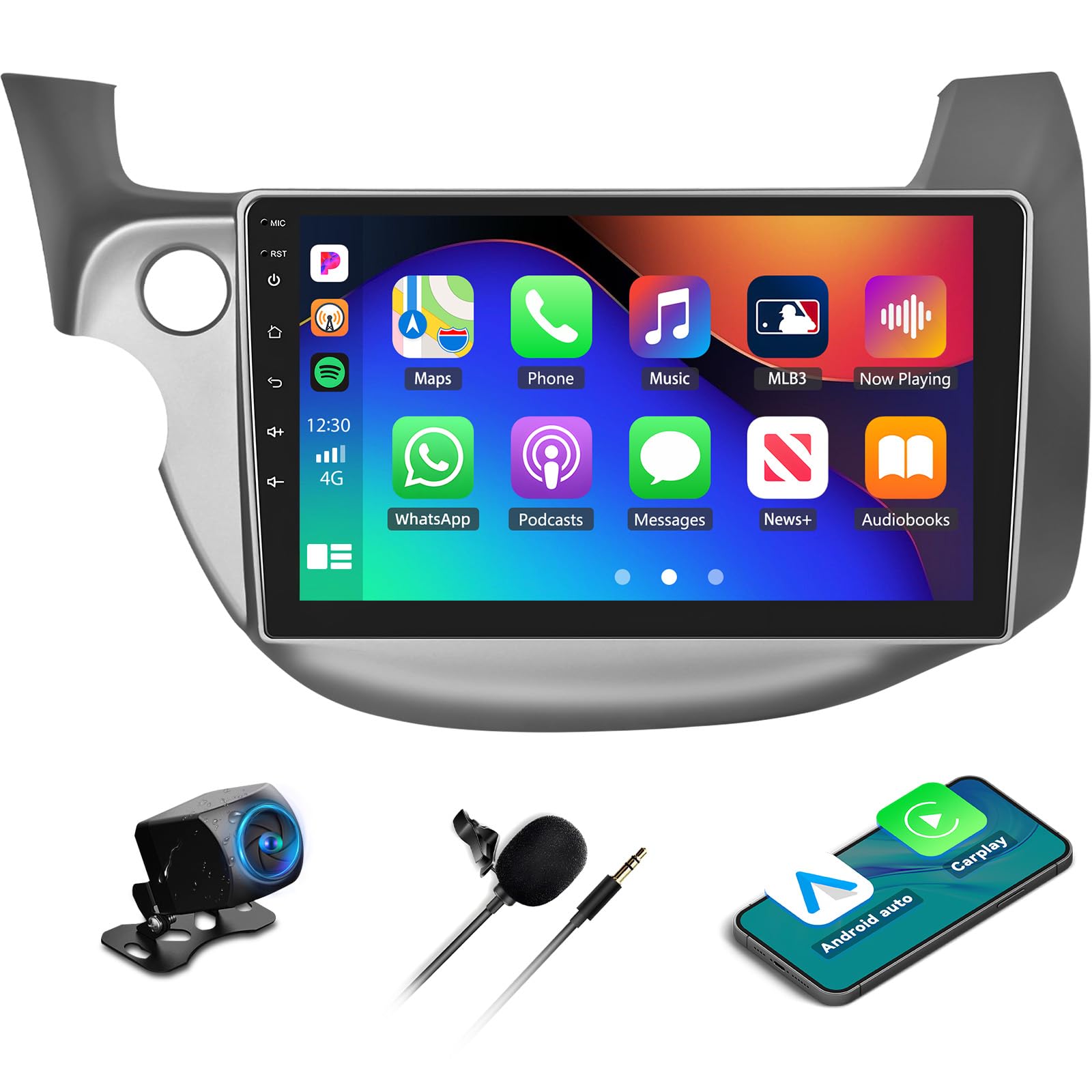 ホンダ　フィット　Android CarPlay AndroidAuto Amazon.com: 4G+64G Car Radio for Honda Fit 2008-2013 Wireless