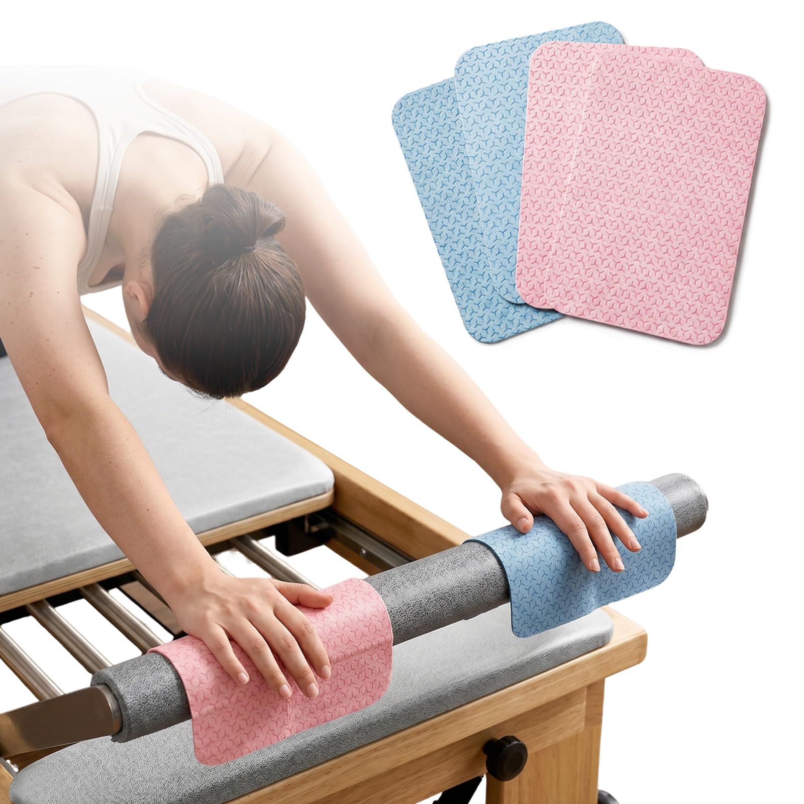 J Bryant Pilates Reformer Footbar Mat Towel 4-Pack, Non-Slip Silicone Grip