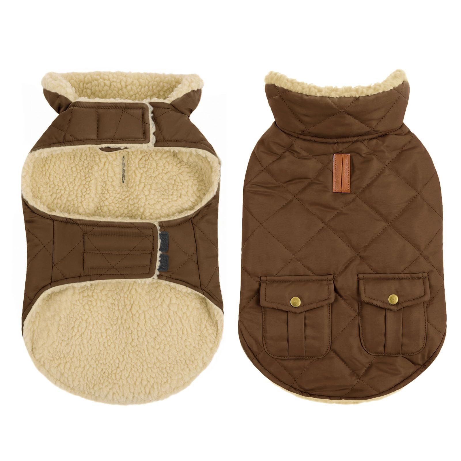 CITÉTOILE Dog Winter Coat Windproof Dog Jacket Darkcoffee S