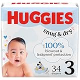 Huggies Size 3 Diapers&comma; Snug & Dry Baby Diapers&comma; Size 3 &lpar;16-28 lbs&rpar;&comma; 34 Count&comma; Packaging May Vary