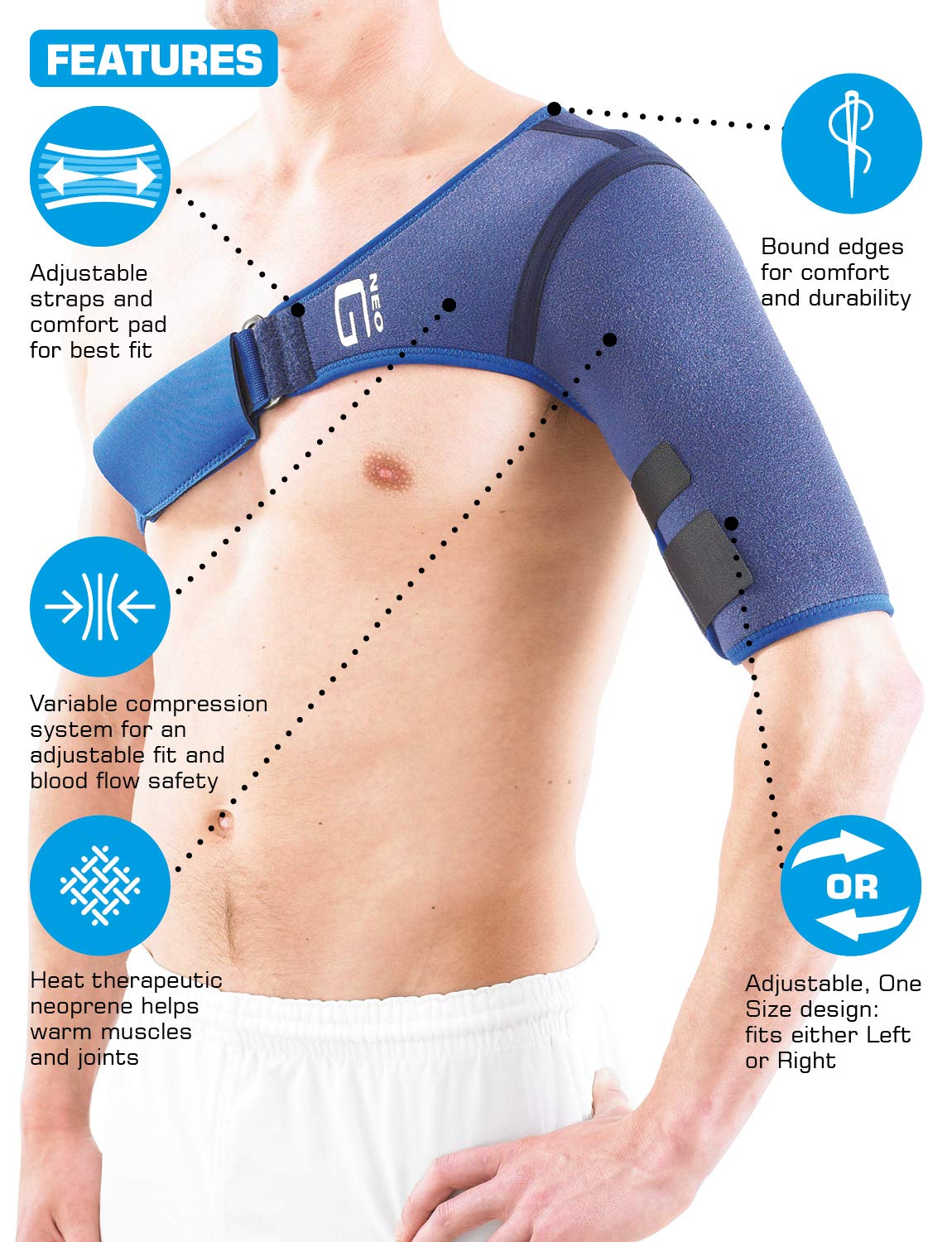NEO G Shoulder Support Right Medical Grade Quality HELPS shoulder stability, pain, injured