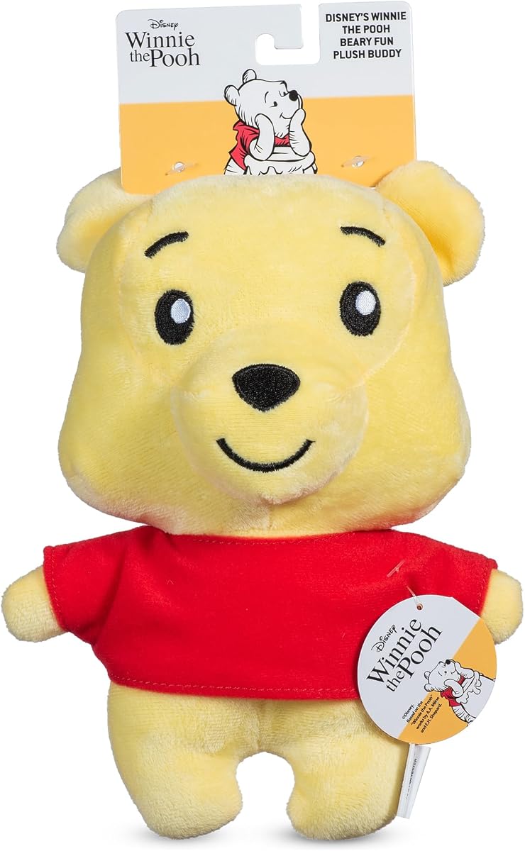 Disney for Pets Winnie the Pooh: Beary Fun Plush Buddy for Dogs, 9in Dog Toys | Plush Toy for Dogs Inspired by Winnie the Pooh with Crinkle and Squeaker