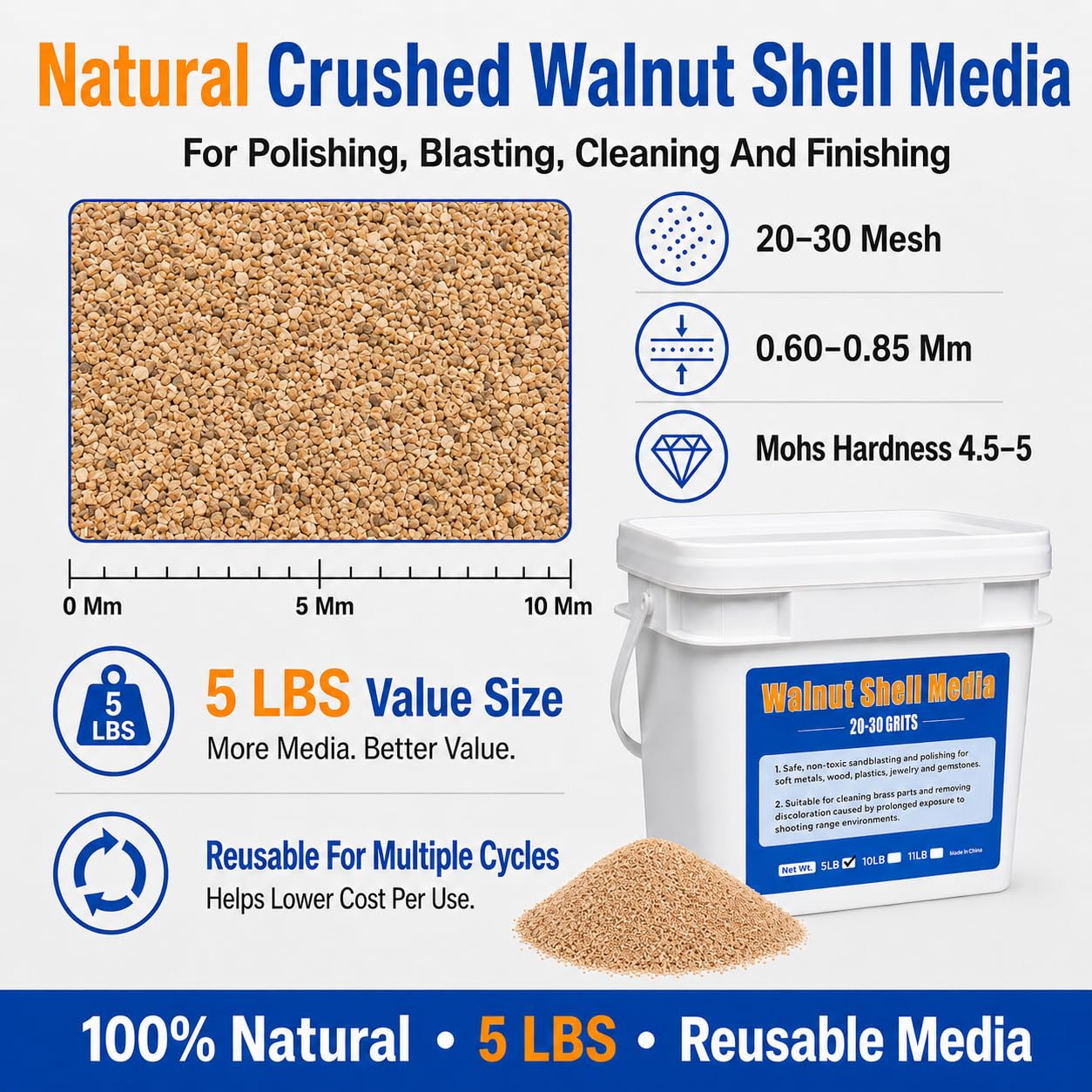 Walnut Shell Media - Tumbling & Crafting -5 Walnut Shell Media - Tumbling & Crafting -5