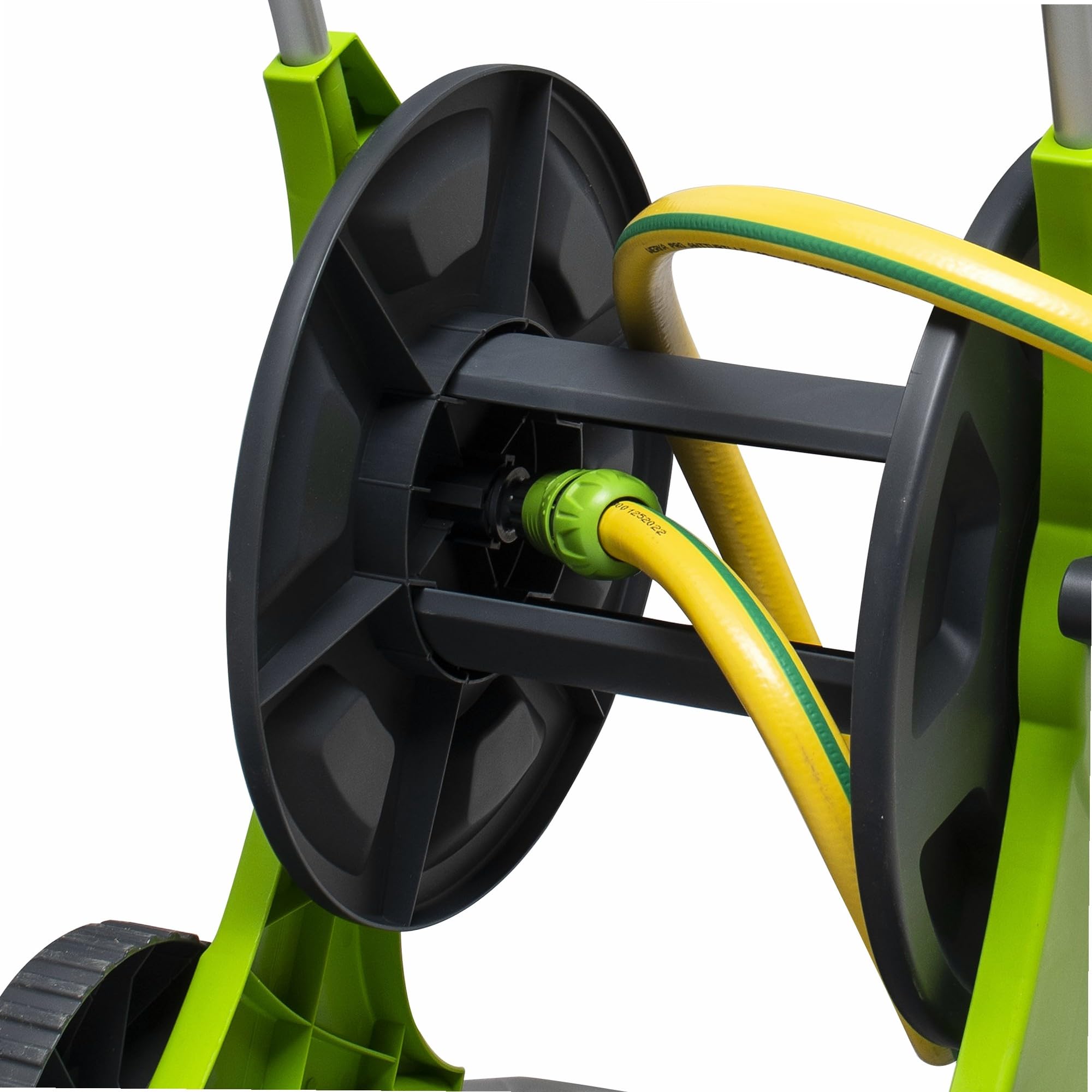 WERKA PRO Dévidoir sur Roues - Capacité 60 m Tuyau Ø 12,5mm ou 45m Ø 15mm - Acier Galvanisé et Plastique Robuste - Rangement Mobile pour Tuyau d'Arrosage Jardin