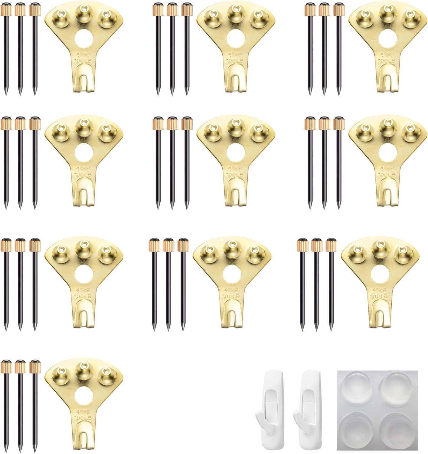 10個 壁掛けフック 絵画 フック 石膏ボード 強力フック 壁フック スリーピンフック 穴が目立たない コンクリート壁用フック 外壁用フック Jフック 錆びにくい 最大耐荷重45kgまで対応 落下防止機能付 セフティステンレスxフック 額縁展示用 吊り金具絵画 吊り下げキット