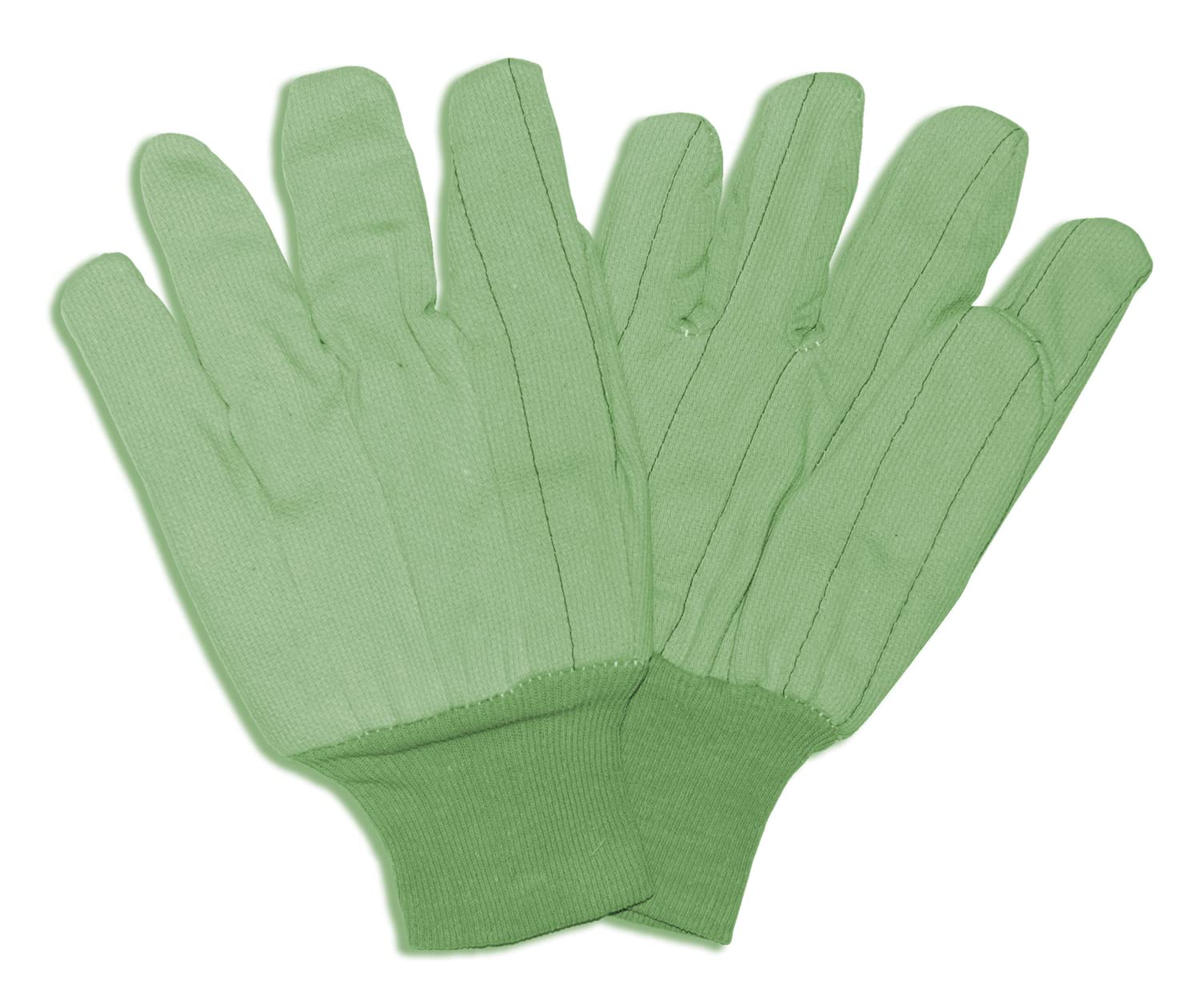 Cordova 2850CD Hi-Vis Lime Double Palm Gloves, 100% Cotton Corded Canvas, Lime Knit Wrist, Large, 12-Pack