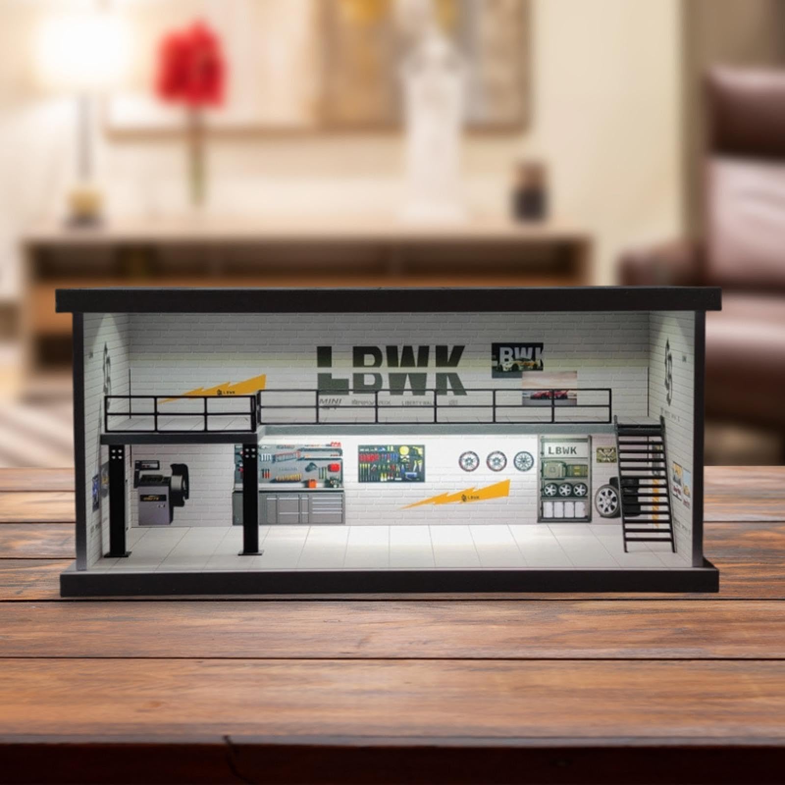 Milageto Vitrine für 1/64-Modellautos aus Metallguss, Aufbewahrungsmöglichkeit für Modellautos, Schutz für die Vitrine, Tischdekoration, Miniaturszene, Style A
