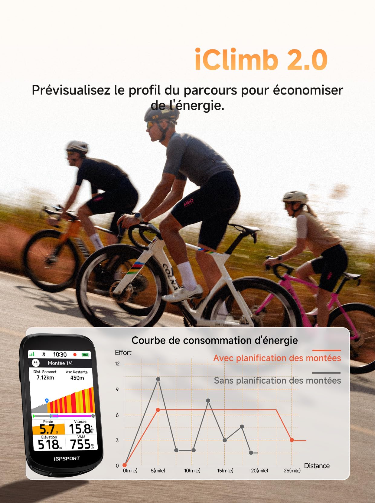 iGPSPORT BSC500 Compteur Velo sans Fil, 3,3" Grand Écran Tactile Navigation Vocale Sonnette Électronique Mode, d’Entraînement en Montée, 32 Go Compteur Velo GPS