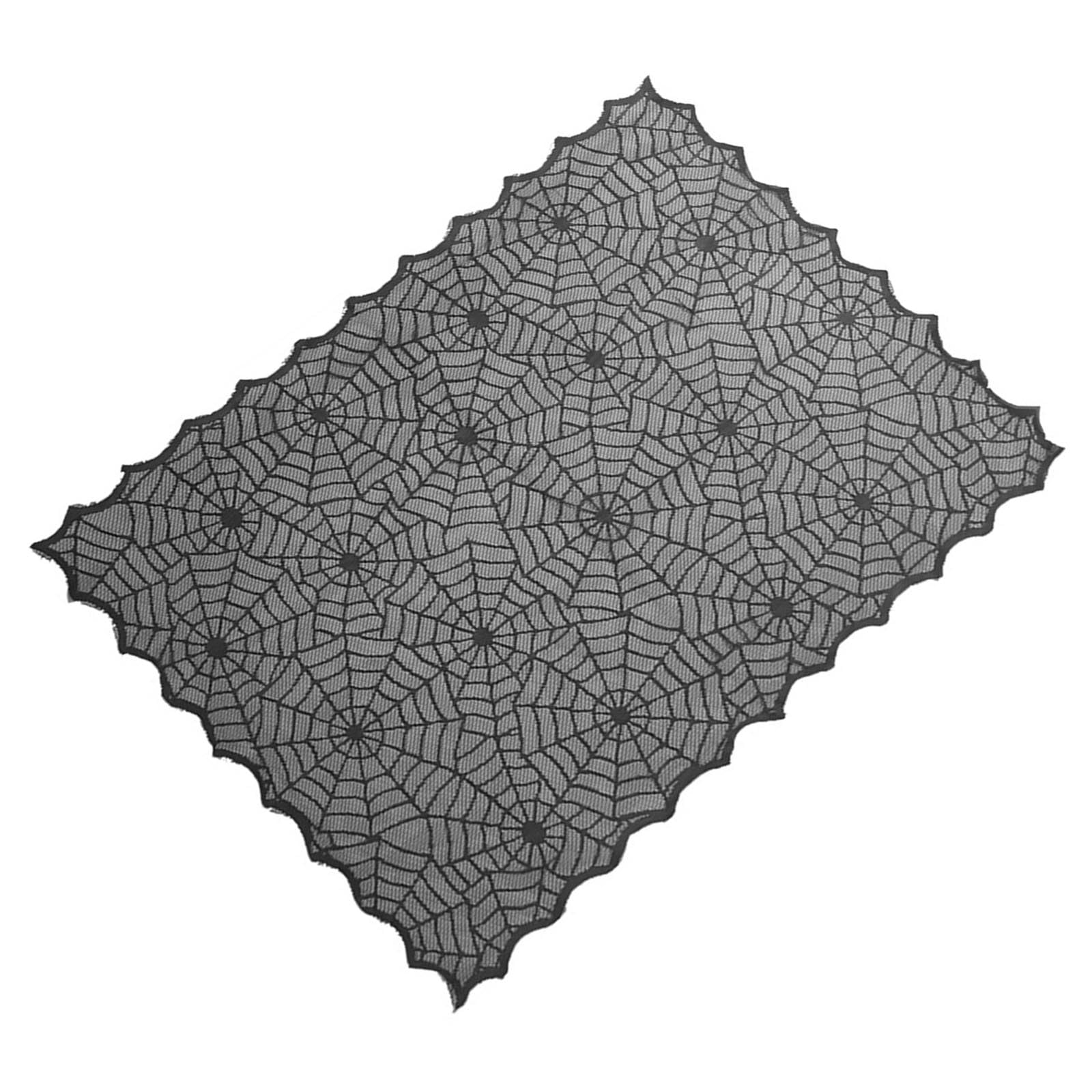 Tsophreniq Halloween Table Decoration, 32x41inch Festival Black Lace Spiderweb Bat Tablecloth for Horror Themed Event Black Lace Table Cover