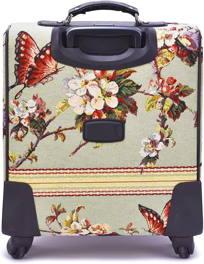 review Mellow World Women's Vintage Butterfly Hand Beaded Carry-On Rolling Upright Suitcase with Four 360 degree wheels