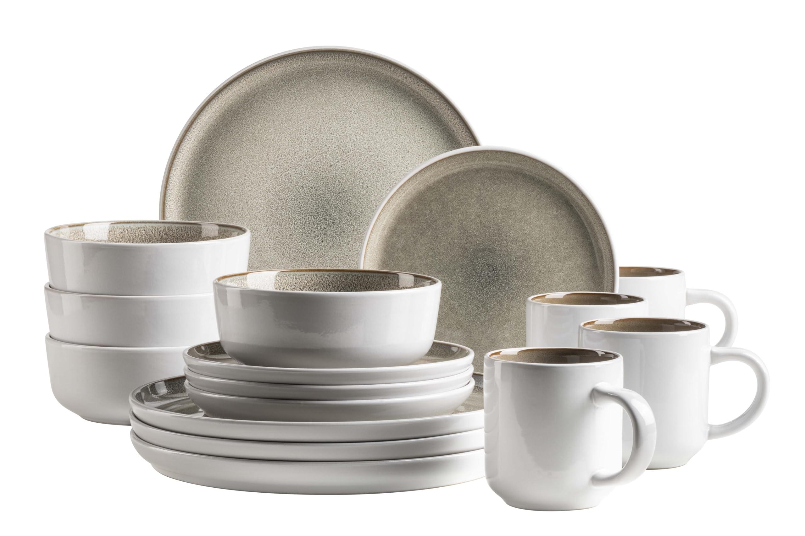MÄSER 934435 Lunaria zestaw naczyń ceramicznych dla 4 osób, 16-częściowy zestaw naczyń kombi; glazura reaktywna, kamionka, brązowy
