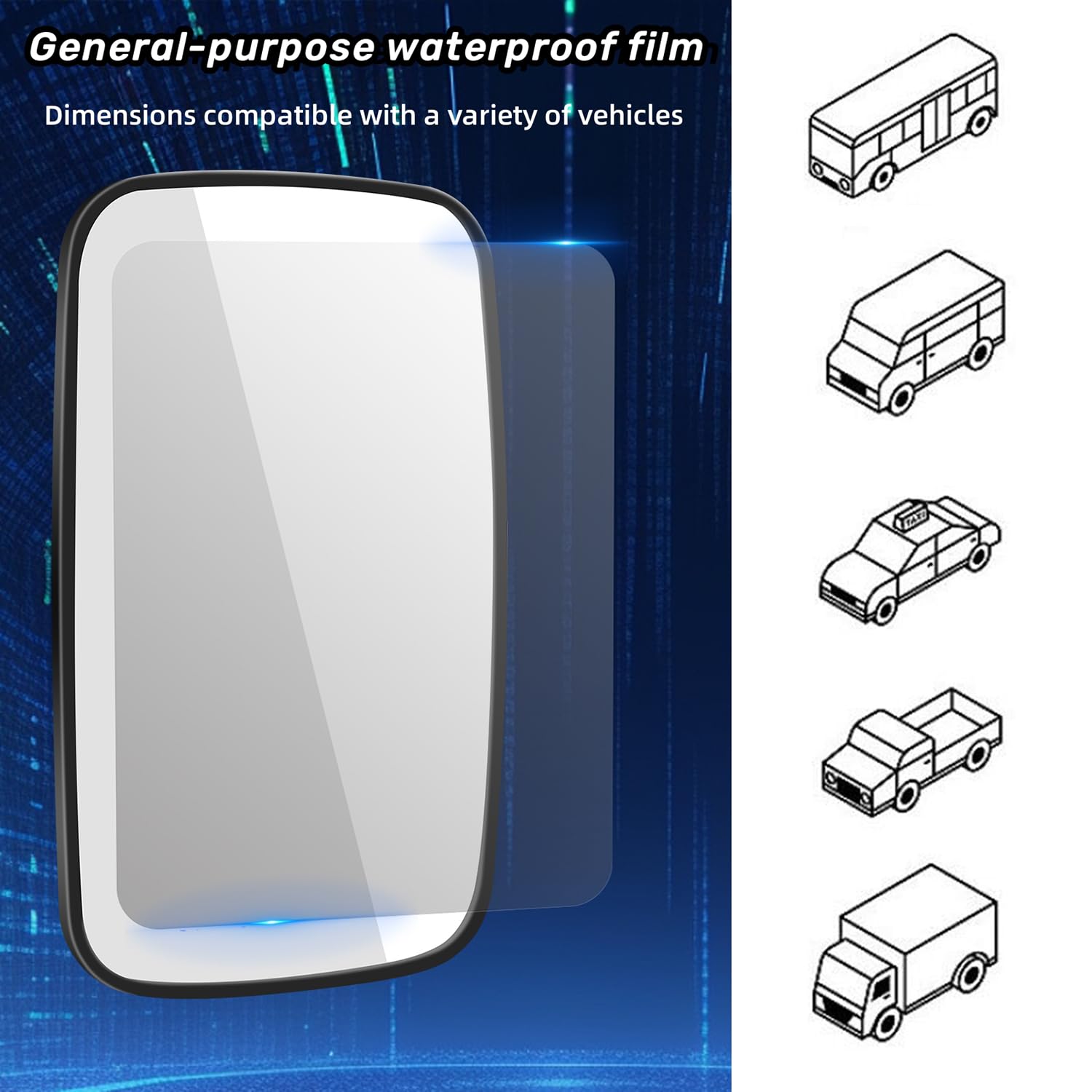 Film anti-buée pour rétroviseur, film hydrophobe transparent de protection pour rétroviseur latéral de voiture, pour camion, remorque, voiture, 2 pièces (200 * 175mm)