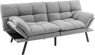 Giantex Convertible 3 Seater Sofa Bed, Memory Foam Futon Couch Bed w/Adjustable Backrest & Armrests, 273 kg Weight Capacit...