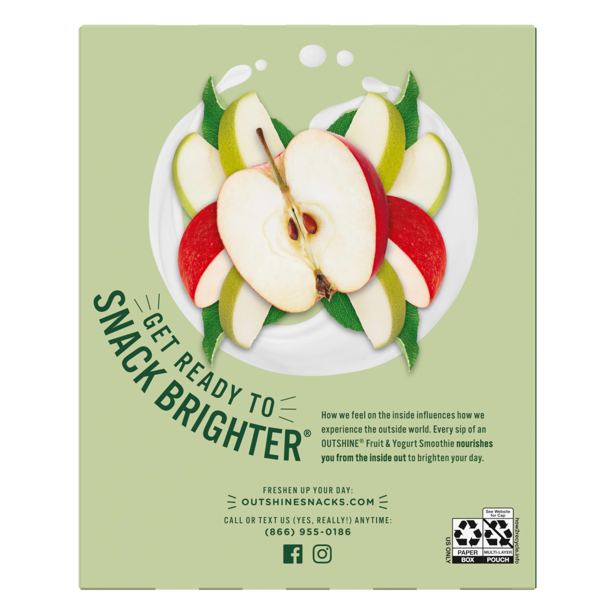 Outshine Fruit & Yogurt Smoothie Apple Pear, Smoothie Pouch, On The Go Snack, 4Pk 14 oz