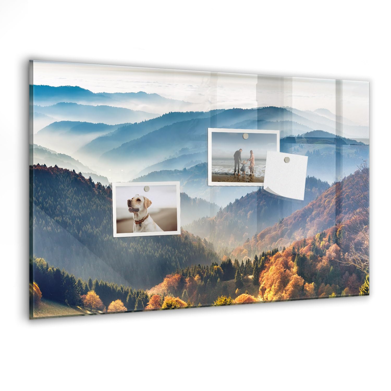 Glas-Magnettafel mit extra starken Neodym-Magneten | Whiteboard aus Glas | Beschreibbare Wandtafel für Notizen, Planung & Organisation im Büro oder Zuhause - 60x40cm Berglandschaft