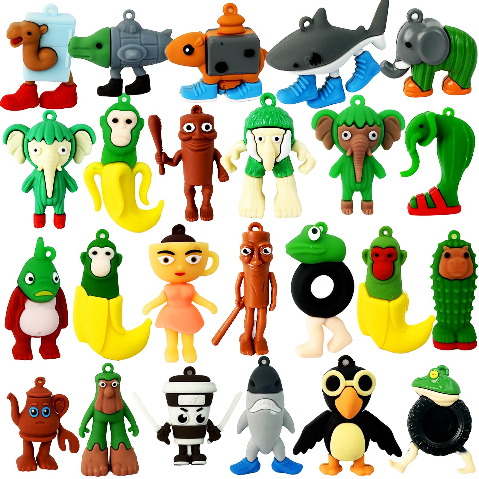 24pcs Italian Brainrot Toys, Tralalero Tralala Action Figure,Brainrot Meme Shark Figures Toys 2.5in,Funny Animals,Unique Key Chain,Decorations Gifts for Fans Office Room Figurine Decor