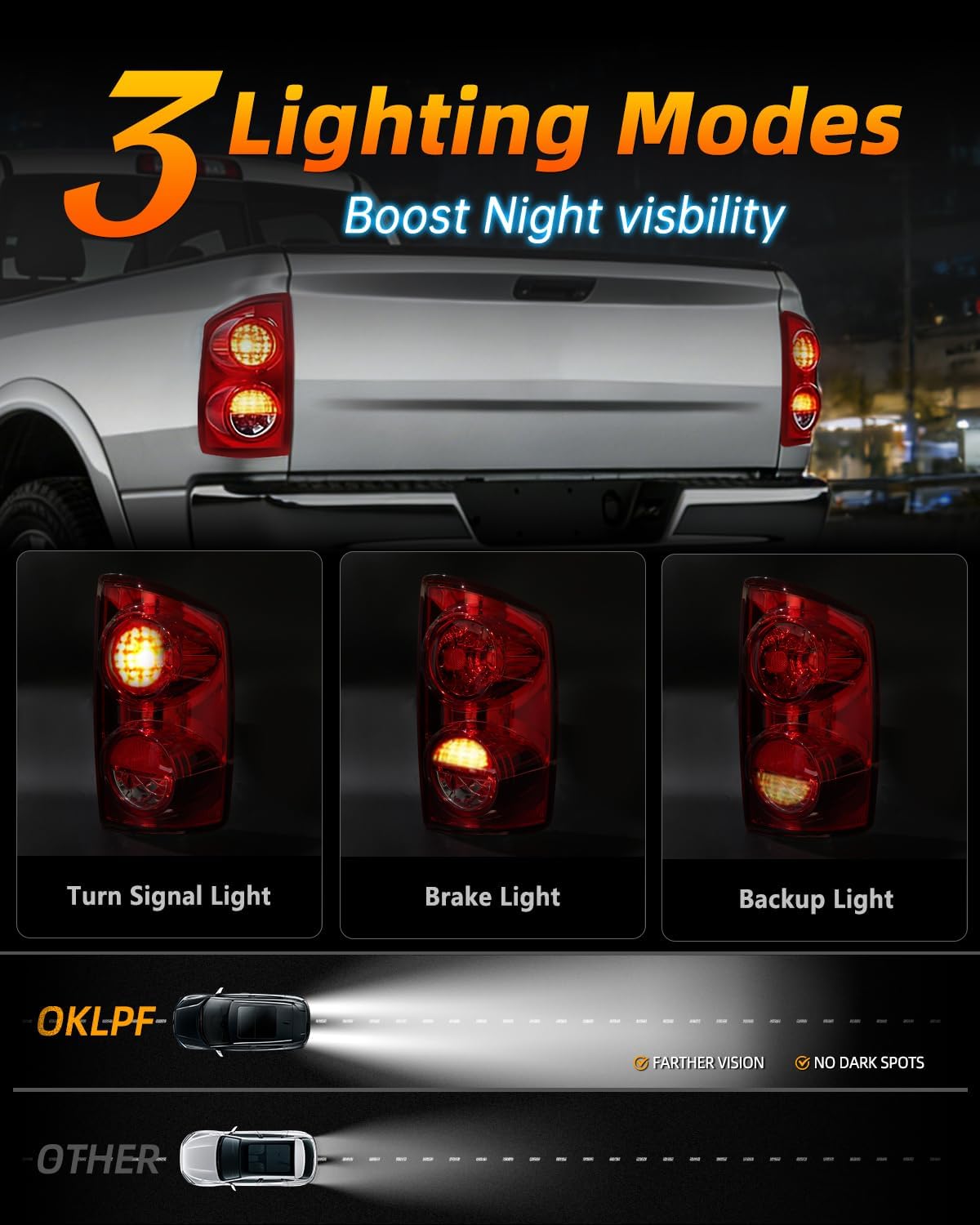 OKLPF Rear Brake Tail Lights Assembly Compatible With 2007 2008 Dodge Ram 1500,2007-2009 Dodge Ram 2500 3500,Replace CH2800165 CH2801165,Not Includes Bulbs,Replacement Red Taillights Assembly