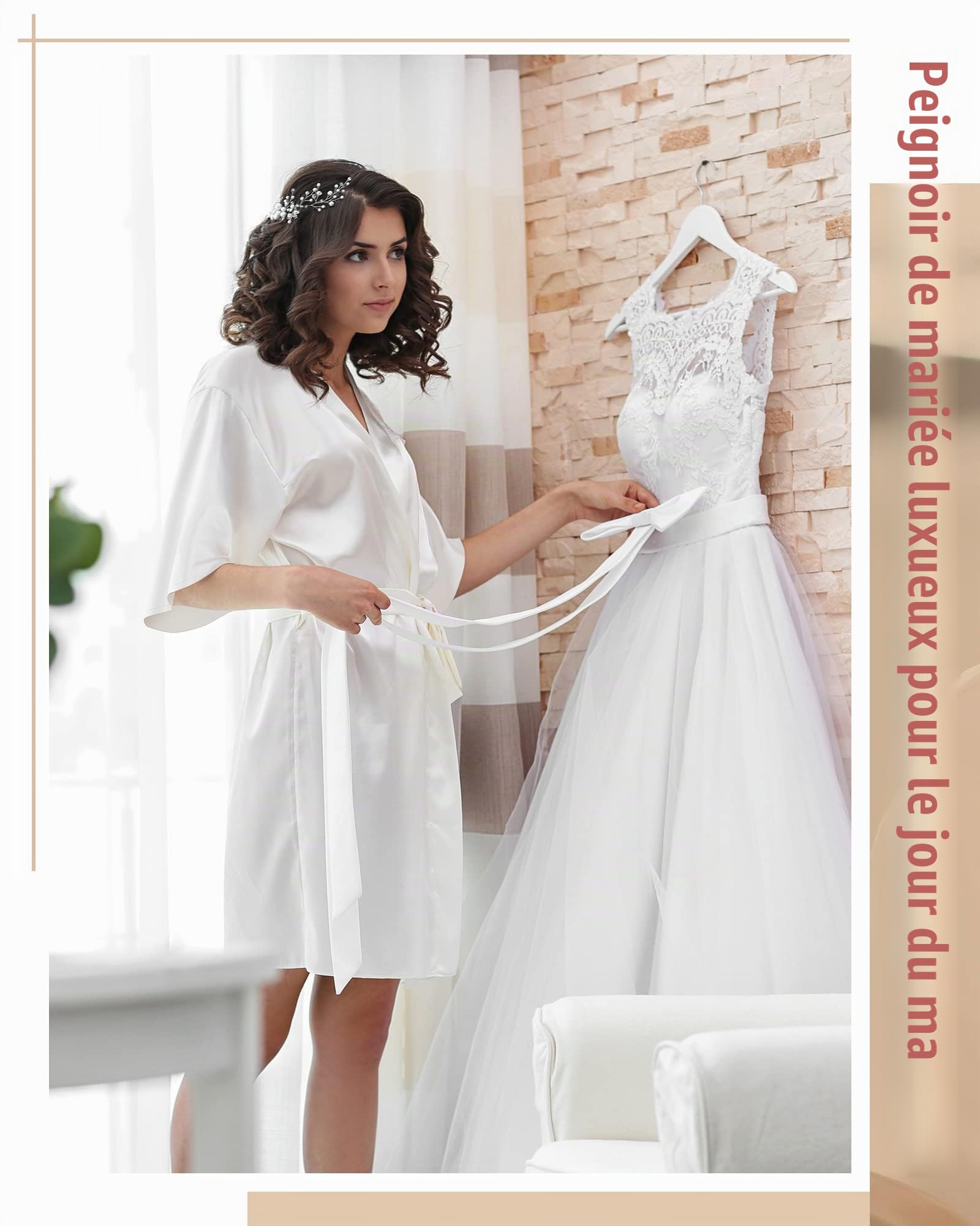Patelai Lot de 1, 8 ou 12 peignoirs de demoiselles d'honneur pour femmes : robes courtes de style kimono en satin de soie, vendues en gros pour les mariages et les soirées de mariage
