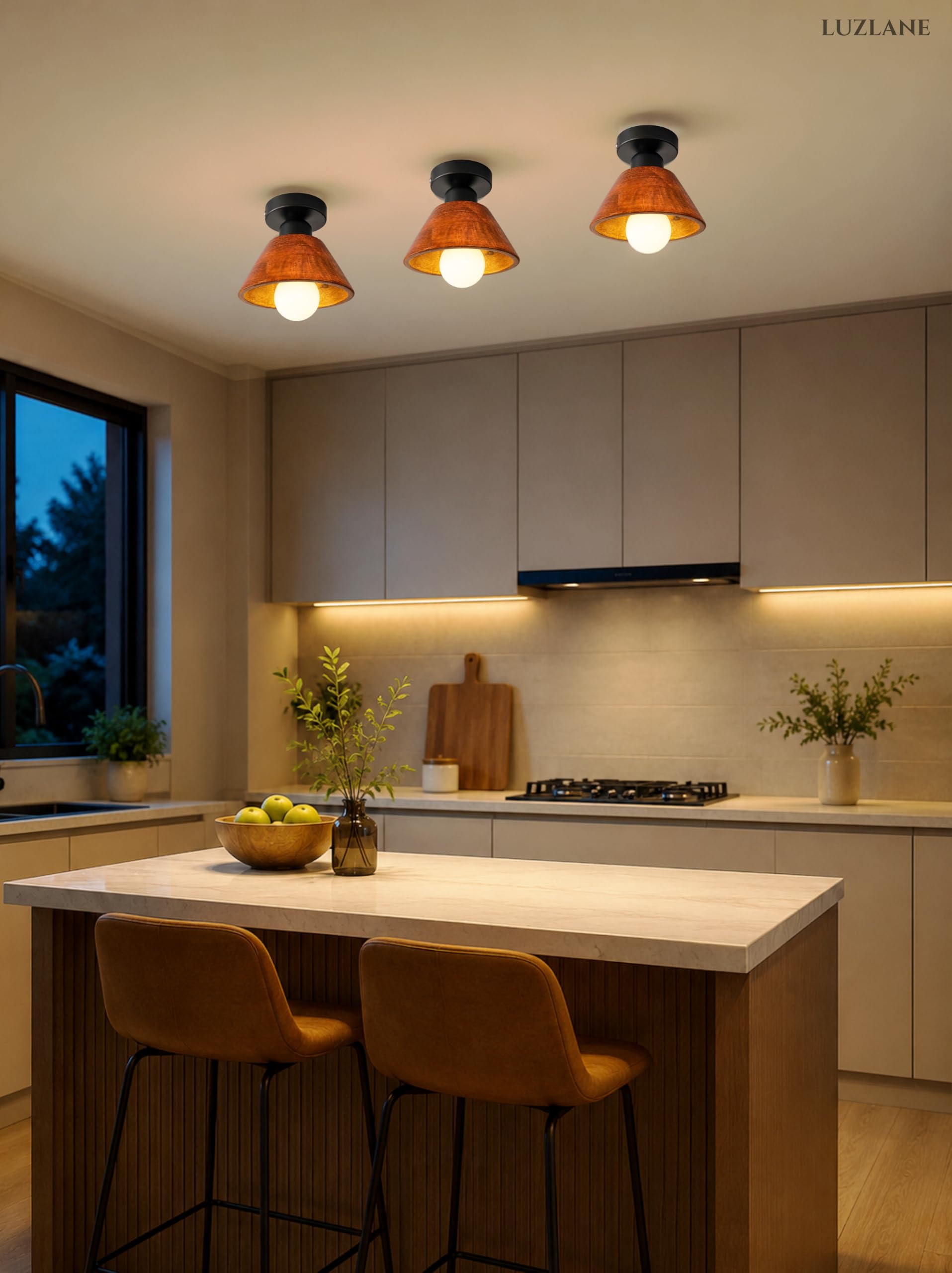 Walnut Wood Ceiling Light - Modern & Rustic -2 Walnut Wood Ceiling Light - Modern & Rustic -2