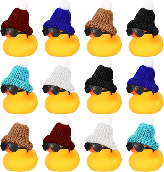 Chivao 12 Pcs Mini Rubber Ducks with Sunglasses/ Glasses
