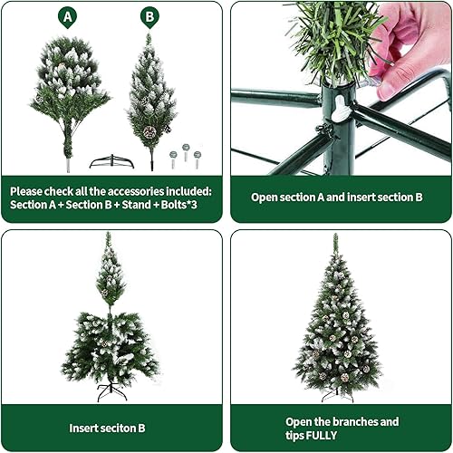 Miniatura 4 de MuRealy Árbol de Navidad de 4 pies  Pino de Navidad artificial de alta calidad con bisagras sin iluminación con 300 puntas de ramas de PVC, diseño