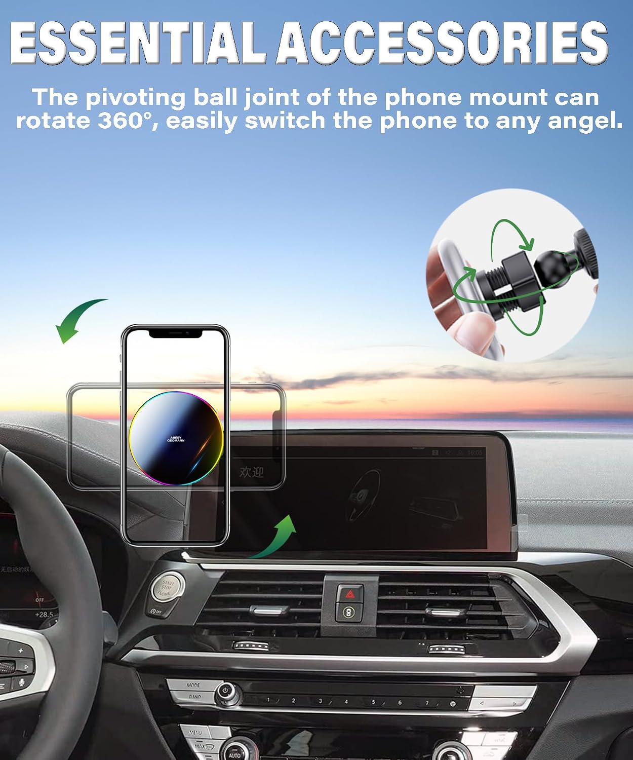 Car Phone Holder for 2018 2019 2020 2021 BMW The X3/2019 2020 2021 BMW X4 Accessories 15W Fast Wireless Charger Screen Fixed Clip HandsFree Cell Phone Mount 360° Rotation (10.25 Inch)
