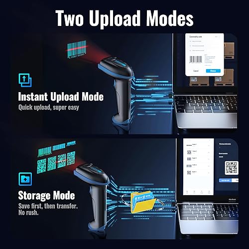 Miniatura 13 de Tera - Escáner de código de barras inalámbrico láser 1D 2 en 1 (2.4 GHz inalámbrico + USB 2.0 con cable) con indicador de nivel de batería, portátil