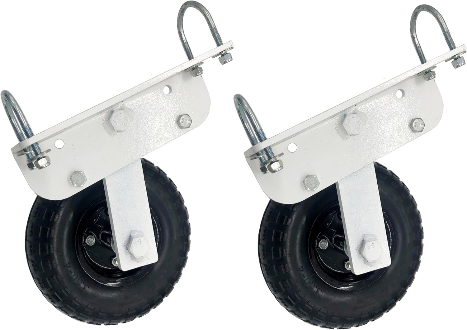 All Terrain Rubber Tire Rotating Flip Over Mounting Wheel Kit for Portable Freestanding Soccer Football Goal Range Box Compatible with Alumagoal