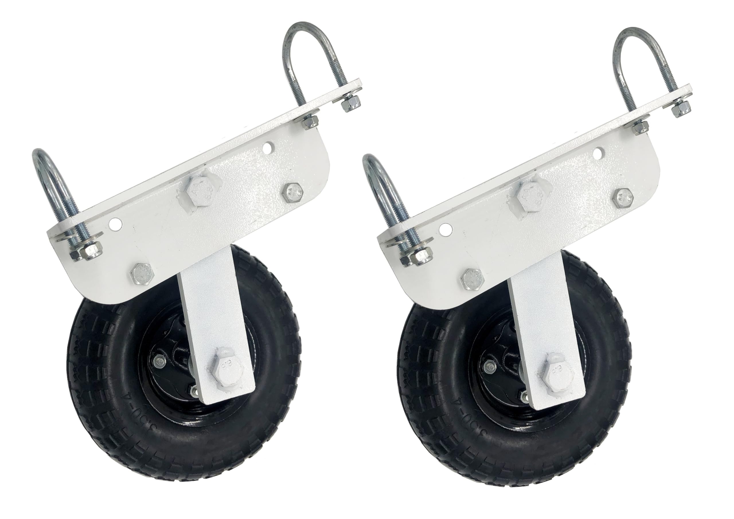 All Terrain Rubber Tire Rotating Flip Over Mounting Wheel Kit for Portable Freestanding Soccer Football Goal Range Box Compatible with Alumagoal