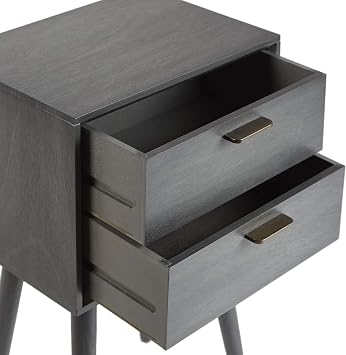 Silverwood Olsen Mid Century 2 Drawer Side Table, Dark Grey