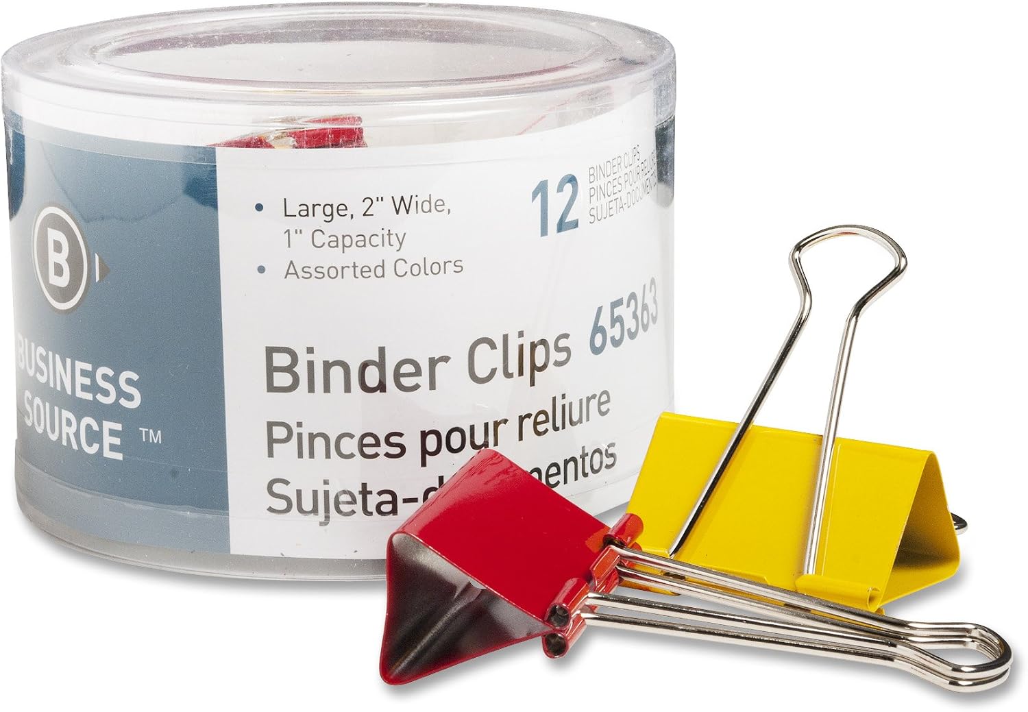 Business Source General Supplies Binder Clip, Large 2"W (65363), Assorted