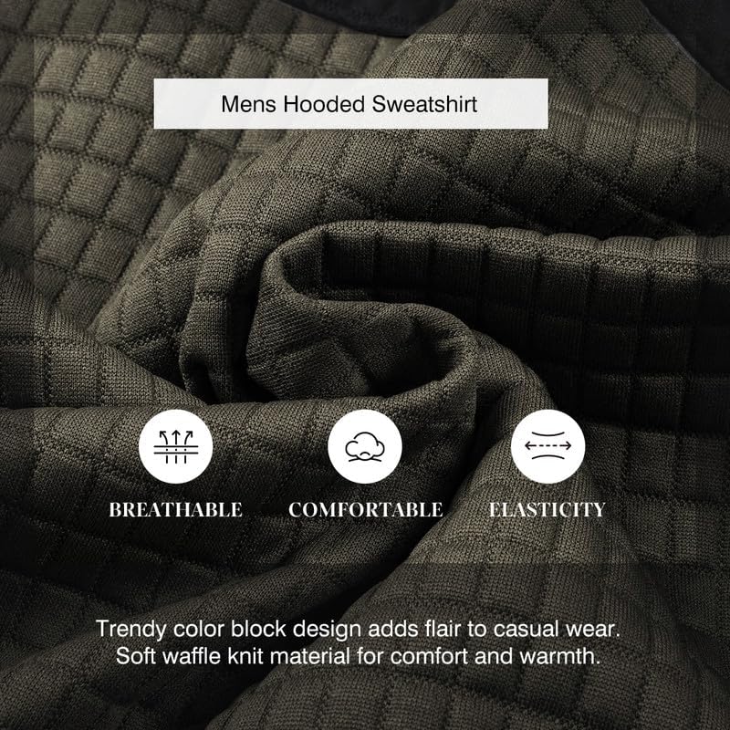 Men's Casual Sweatshirts Long Sleeve Drawstring Color Block Pullover Graphic Hoodies with Pockets - Image 8