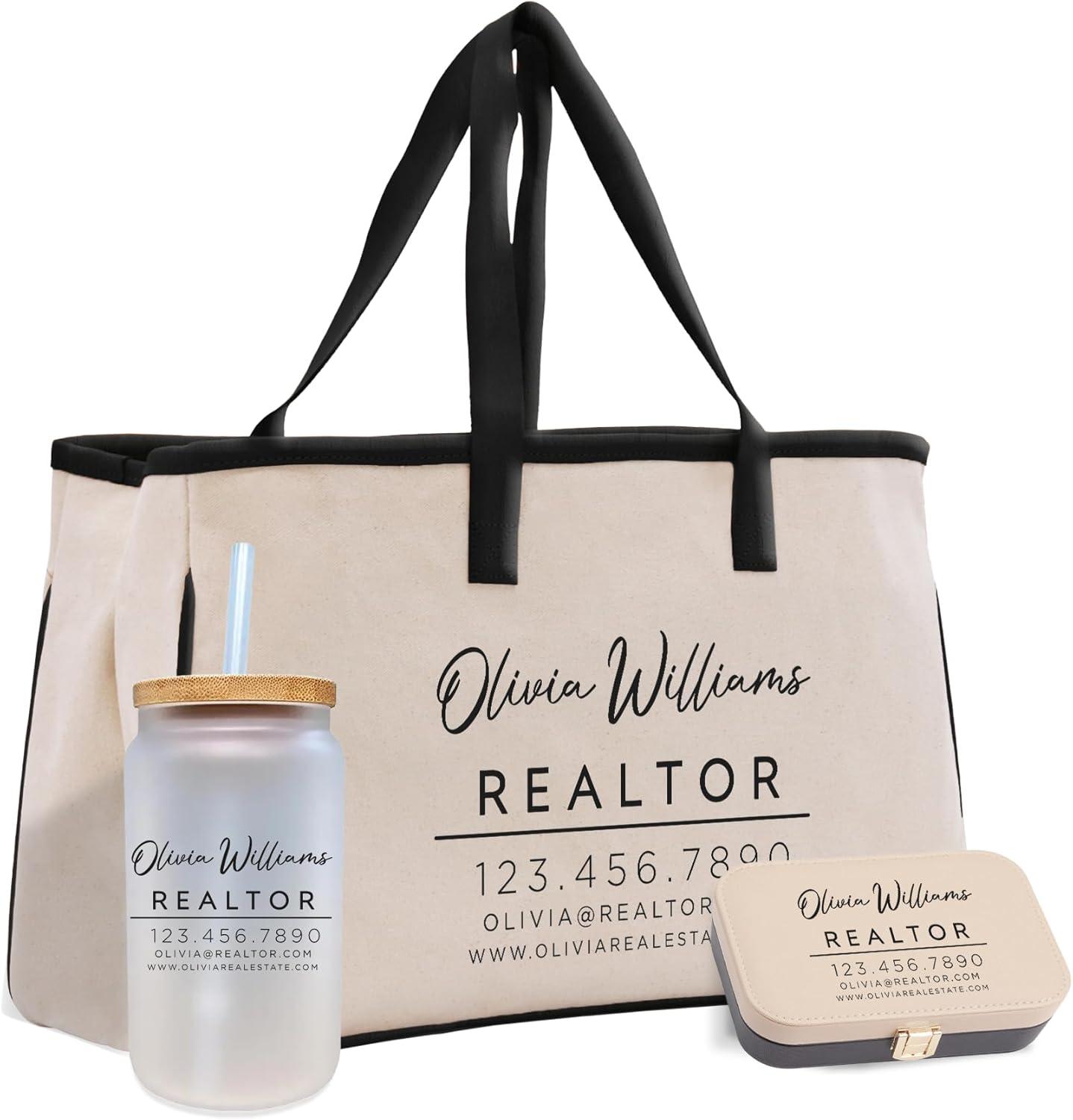 VANESSA ROSELLA Personalized Realtor Business Cotton Canvas Tote Bag Custom Swag Real Estate Agent Bulk Gifts