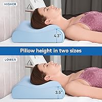 Vista 2 de AM AEROMAX Almohada de espuma viscoelástica con contorno firme, almohada cervical para aliviar el dolor de cuello, almohadas ortopédicas para dormir