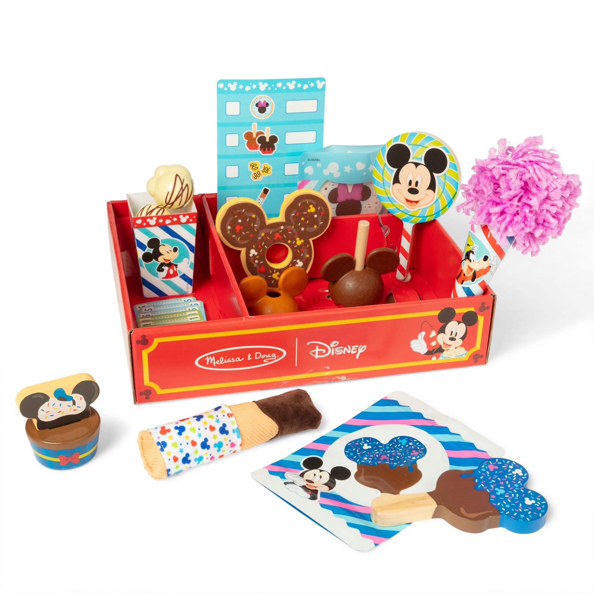 Melissa & Doug Disney Snacks & Popcorn Ensemble de Nourriture en Bois – 24 pièces | Mickey Mouse, Minnie, Jouet en Bois pour garçons et Filles à partir de 3 Ans – Certifié FSC