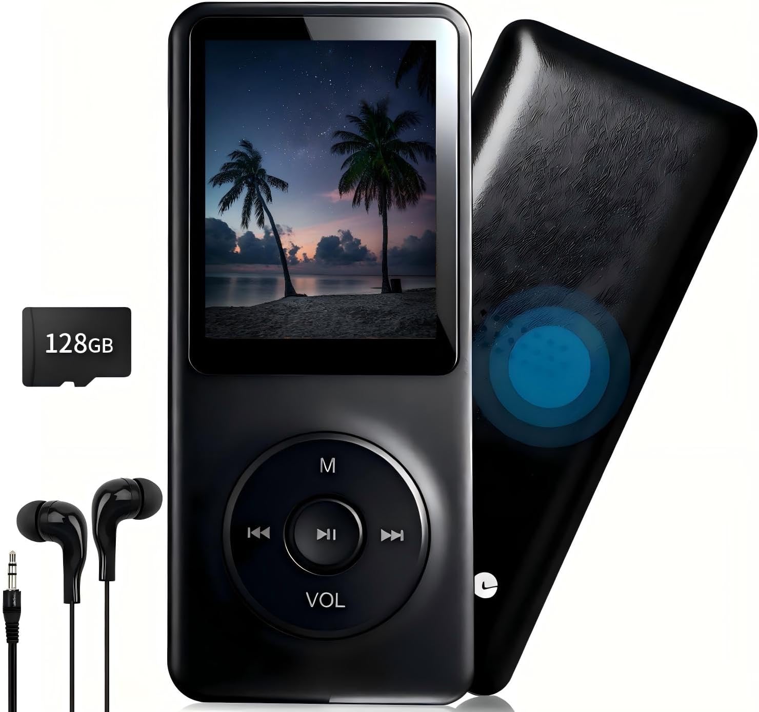 128GB MP3 Player,with Bluetooth 5.2, Music Player with Built-in HD Speaker, Voice Recorder, HiFi Sound, E-Book, Earphones Included