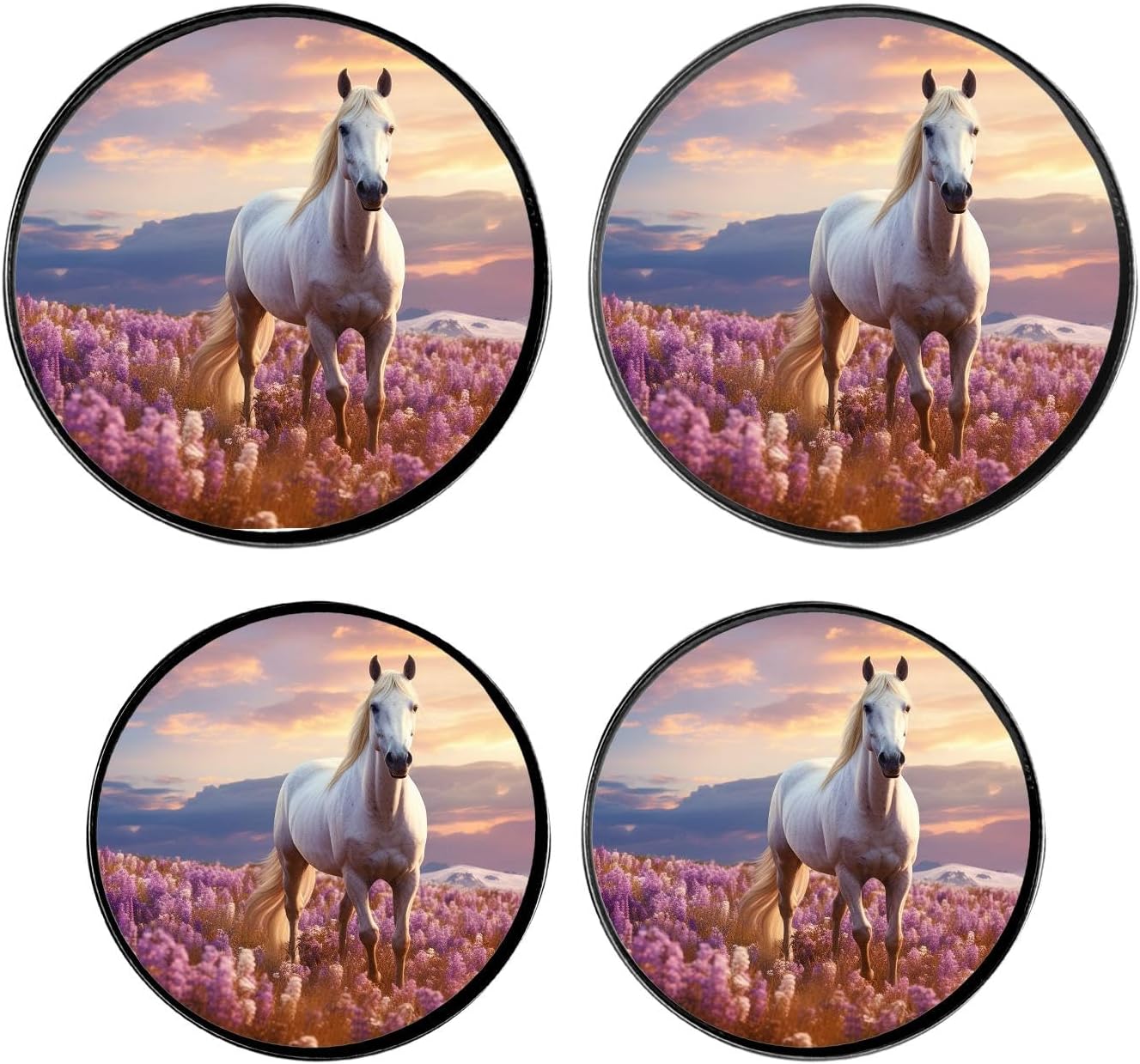 Oil Painting Lavender Daisy Flowers Elegant Design Set of 4 Stove Burner Covers - Premium Round Electric Stove Range Protectors,8 IN & 10 IN