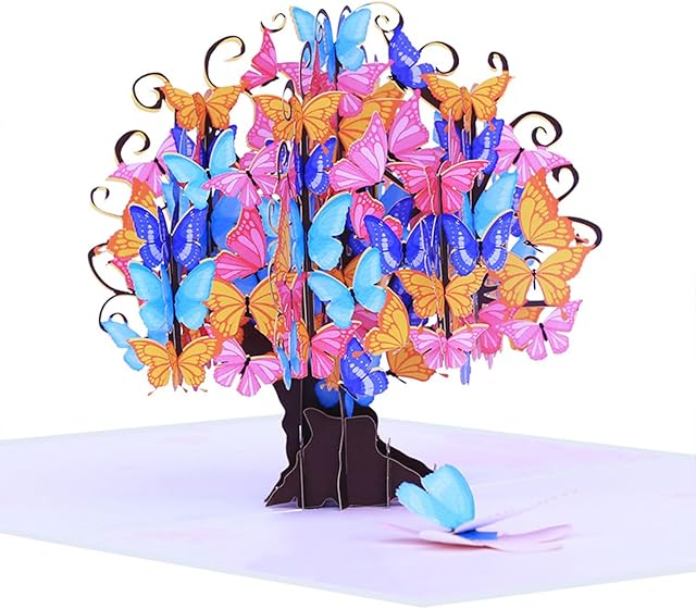 Pop Up Birthday Card,3D Greeting Card for Ladies With Butterfly Pattern