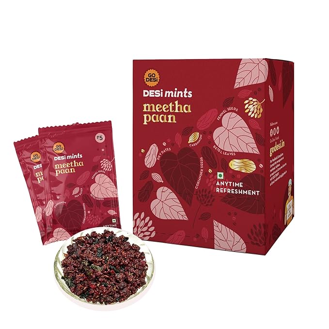Go Desi Meetha Paan Mouth fresheners, Desi Mints, Refreshing Mouthfreshener, Mukhwas, Box of 60