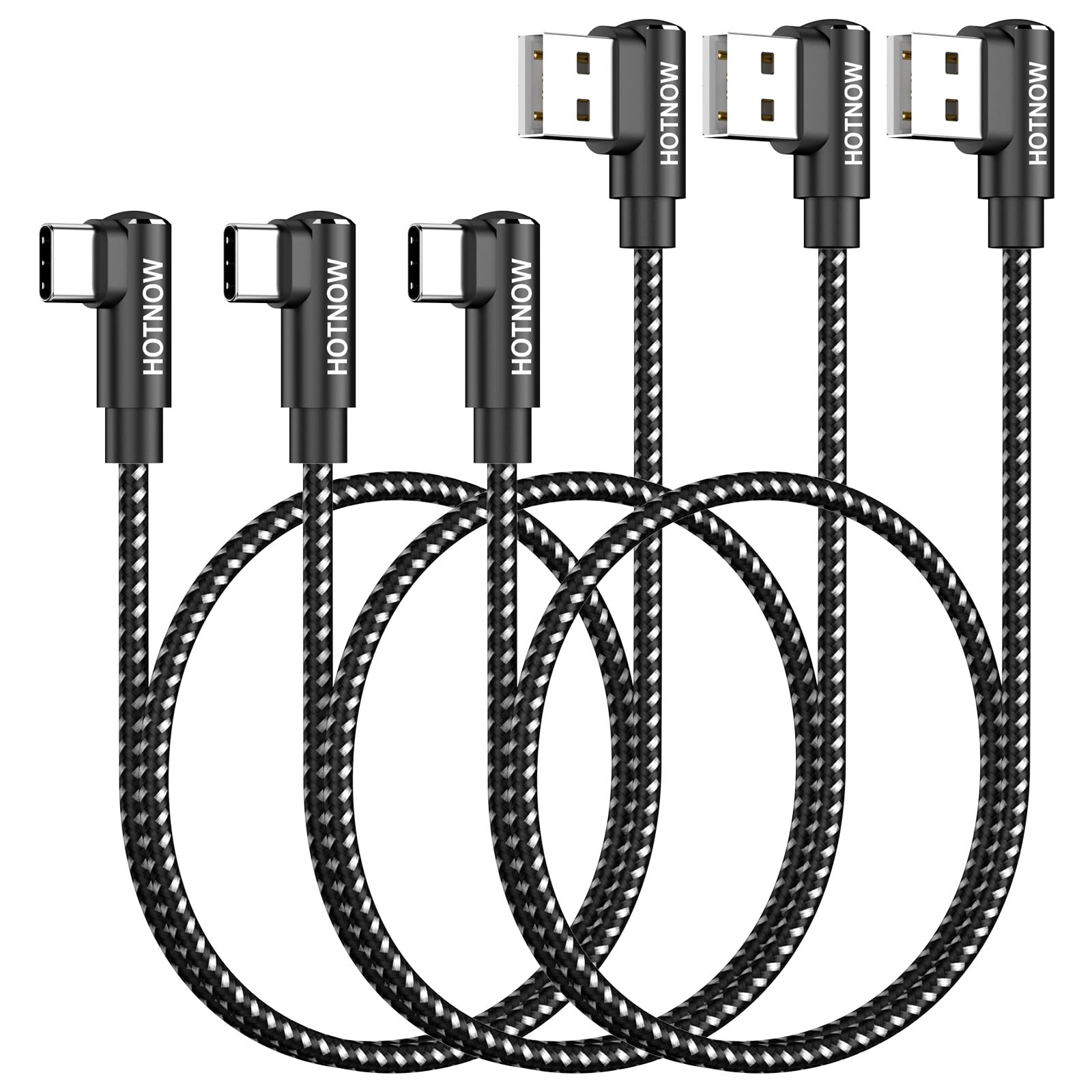 HOTNOW Kurzes USB-C-Kabel Rechtwinkel 50cm 3 Stück, 0,5m tragbares USB-C-Ladekabel für iPhone 17 16 15, Samsung Galaxy S25 und Power Bank