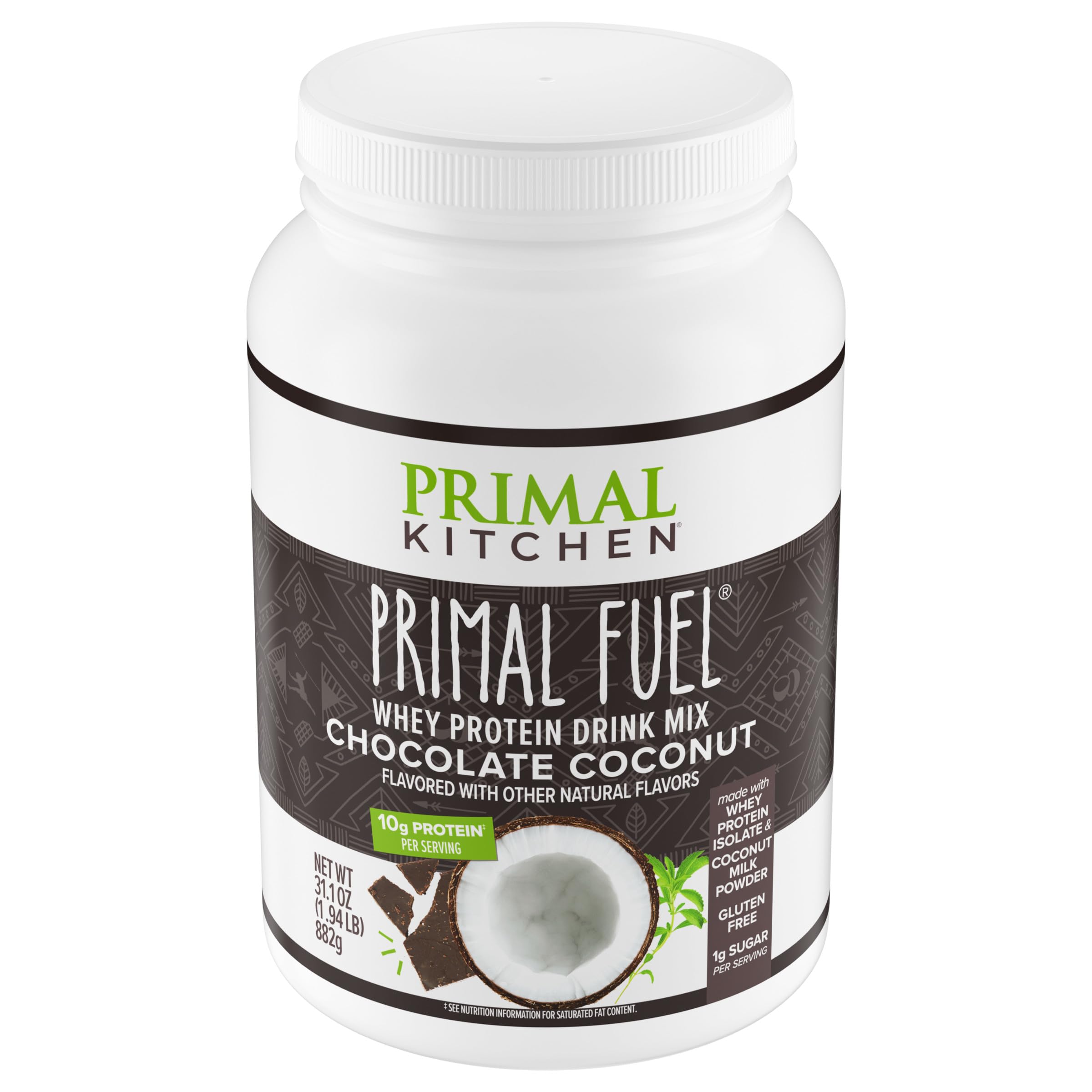 Primal Fuel Chocolate Coconut Whey Protein Powder, Gluten and Soy Free, 1.94 Pounds