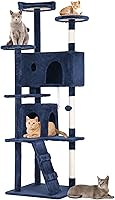 Vista 23 de BestPet Torre Árbol para Gatos de 70" Beige Resistente, Fácil de Ensamblar, Centro de Actividades Multinivel con Postes Rascadores de Sisal
