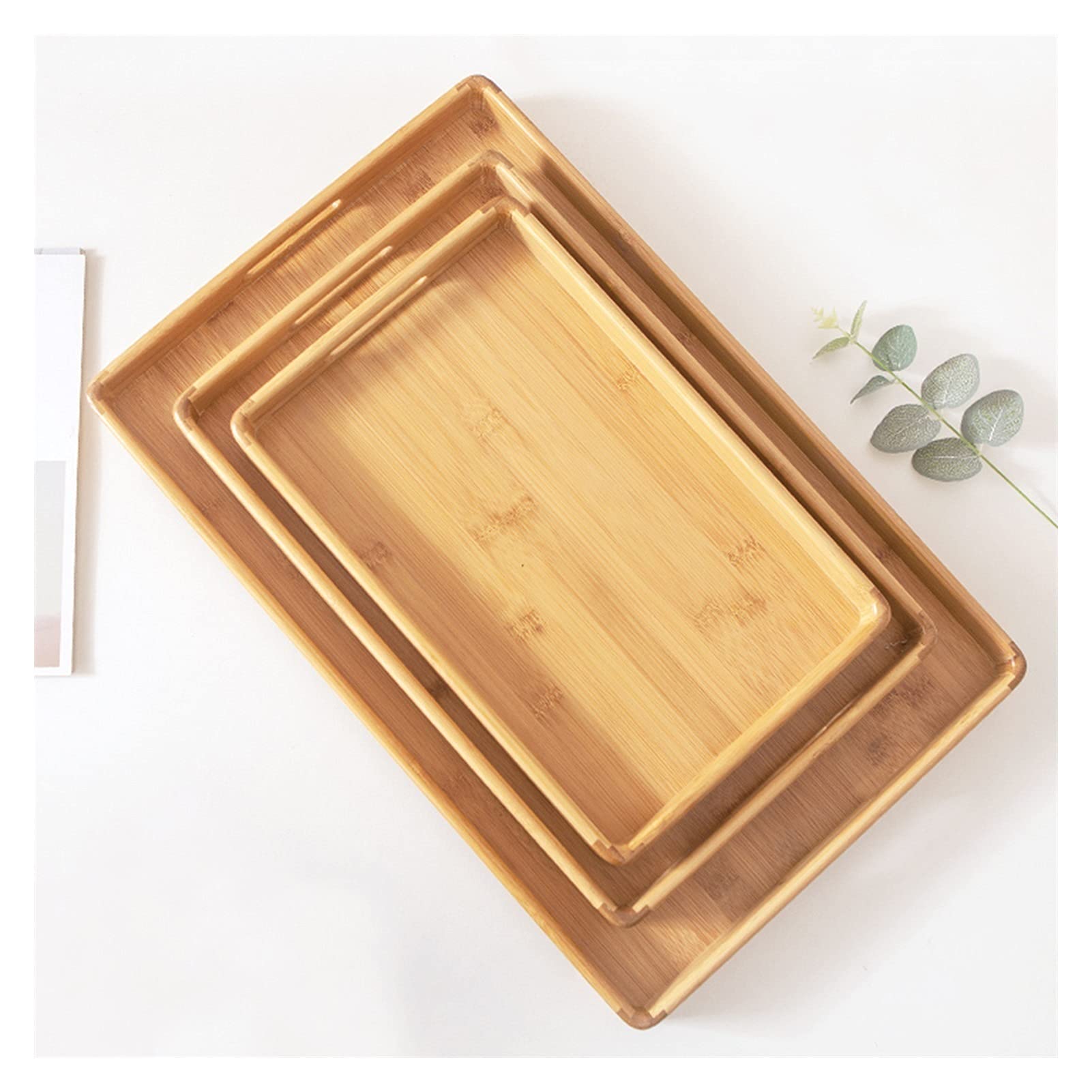 Bandeja Bandeja de servir y plato, placa de senderos de madera rectangular con bandeja de bocadillos de mango, bandeja de desayuno, decoración de granja con estilo Sirviendo platos Bandejas para Servi