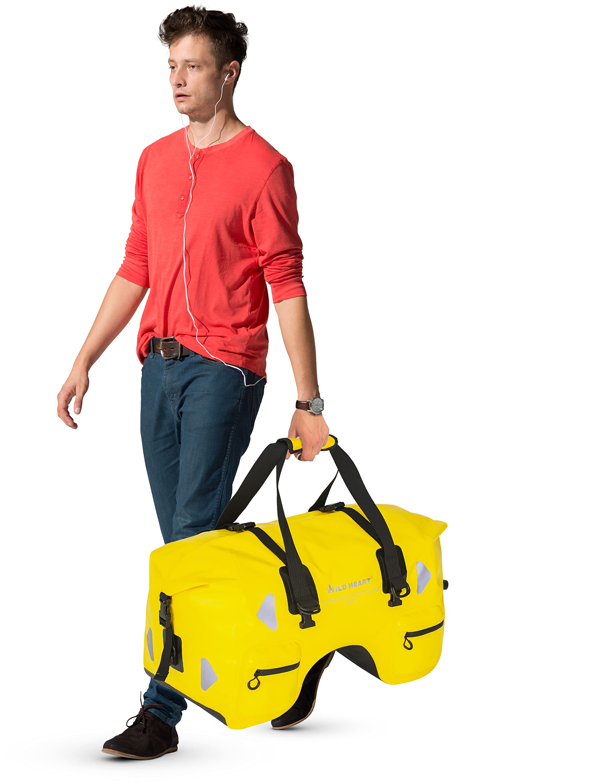 WILD HEART Sac de Voyage Moto en U de 70L Sacoche Etanche Selle Moto - Rangement Durable et étanche pour Motos - Facile à Installer, Sécurisé et sans Danger pour Votre équipement (Jaune)