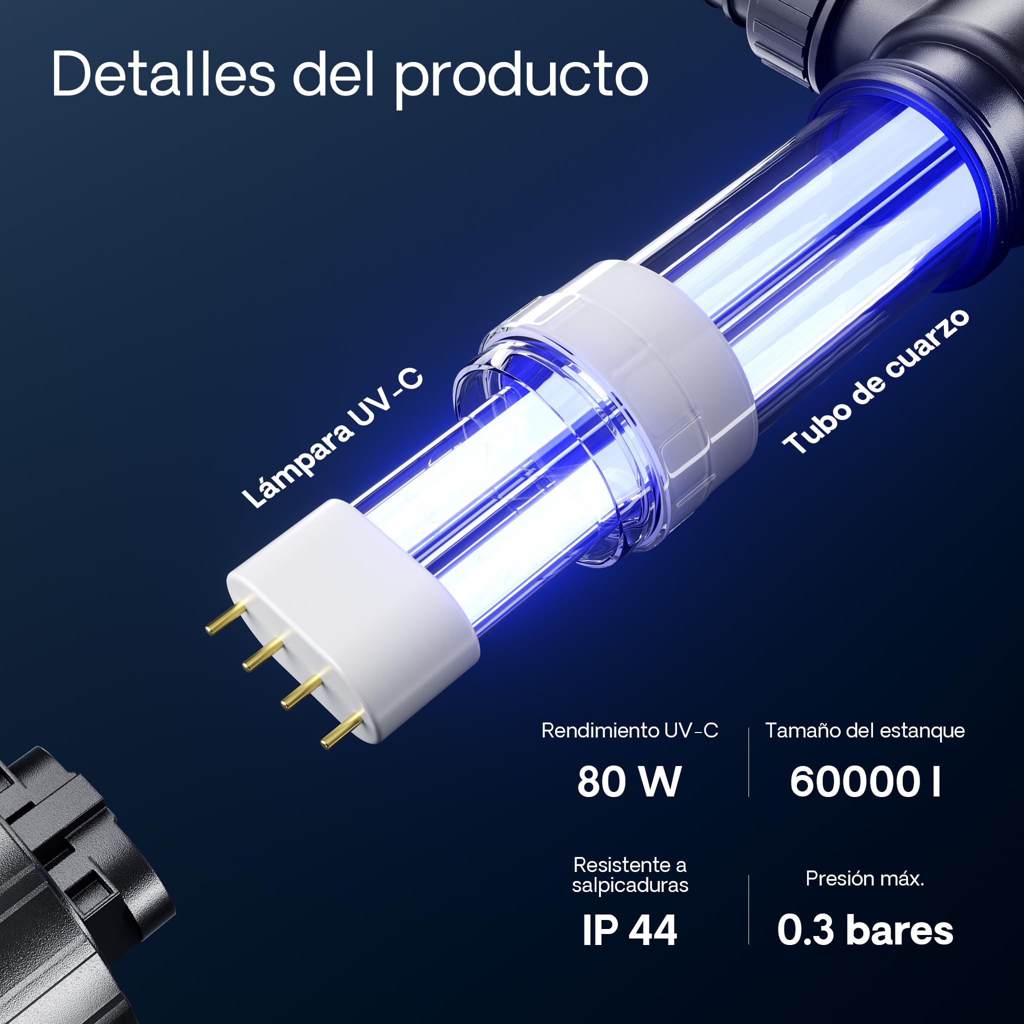 SunSun CUV-172 Clarificador de Agua para estanques 72W, Filtro UV para Agua Clara en estanques