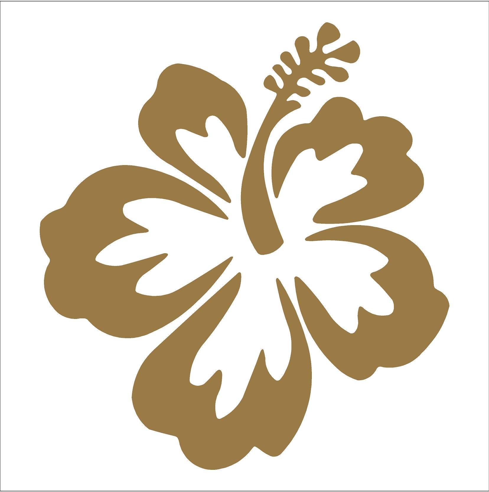 Hibiscus Flower - Hawaii - Hawaiian - Car, Truck, Notebook, Vinyl Decal Sticker #1019 (4.5", Gold)
