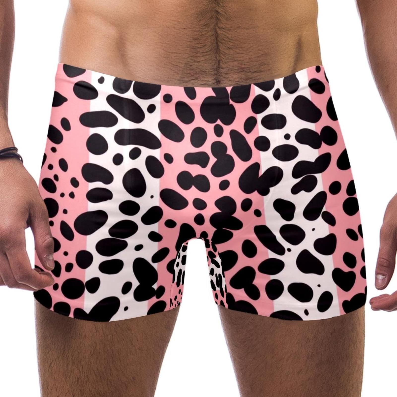 Mens Art Leopard Print-2078 Jammer Swimsuit Elastic Waistband Short Boxer Swimsuit Board Shorts, XXL,